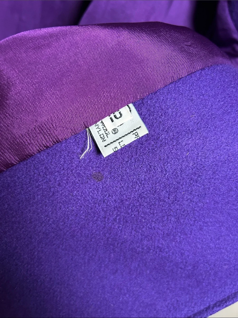 Vintage Rothschild Vibrant Purple Double-Breasted Wool Coat with Black Trim